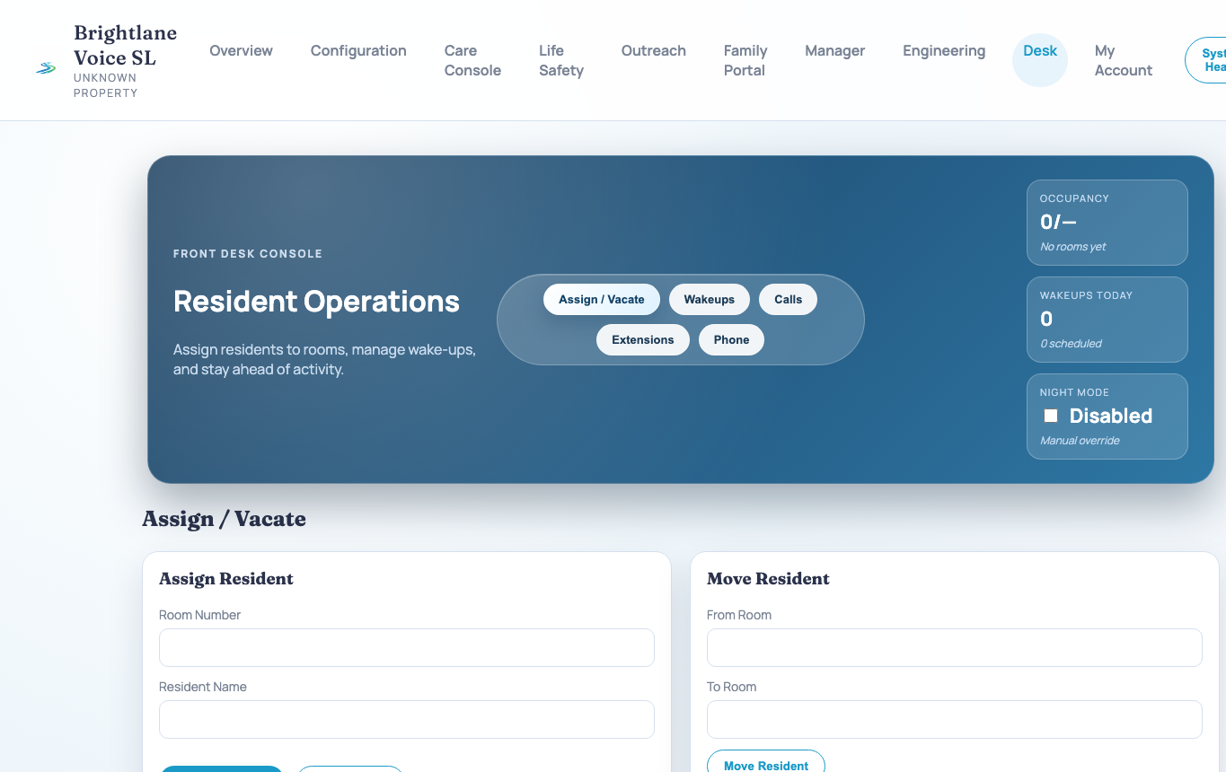 Senior living desk operations